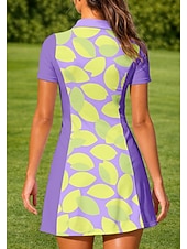 abordables Robe de tennis pour femmes-Femmes Floral Robe de tennis tenue de sport Robe polo de tennis Manche Courte Quart de zip Élastique Évacuation de la transpiration Respirant Volley-ball Tennis Le golf Col Rabattu Robe Rose Bleu