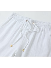 cheap Bottoms-Women's Cotton Linen Pants Summer Pants Pants Trousers Vacation Basic Casual Daily Full Length Natural Plain Drawstring Front Pocket Comfort Breathability Comfortable Inelastic Daily Going out Weekend