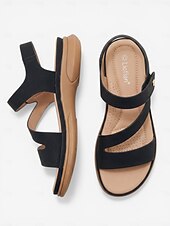 economico Sandali Comodi-Sandali da donna neri comodi con supporto plantare – scarpe da passeggio imbottite con cinturino regolabile, sandali leggeri antiscivolo per viaggiare e fare shopping &amp;uso quotidiano