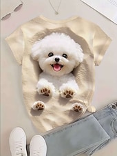 cheap Animals tee-Easter Women's T Shirt Print Graphic Animal Cartoon Fashion Stylish Classic Short Sleeve Crew Neck Regular Tops Casual Daily Weekend Blue Light Beige Black Pink Purple Summer Spring