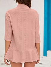 זול ז'קטים מזדמנים-בגדי ריקוד נשים ז'קט קז'ואל נוח נושם לגזור יום יומי אחיד חופשה רחוב לבוש יומיומי ליציאה חזית פתוחה רגיל ללא צווארון רגיל שרוול 4\3 הלבשה עליונה שחור לבן ורוד מסמיק אביב סתיו