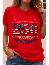 abordables Top jour de l’indépendance-T-shirt graphique pour femme patriote du Jour de l'Indépendance imprimé du drapeau vintage élégant classique col rond manches courtes quotidien weekend blanc été printemps automne