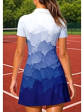tanie Sukienka damska-Damskie Gradient Sukienka sportowa Sukienka polo do tenisa Krótki rękaw Quarter Zip UPF50+ Elastyczny Odvádí pot Oddychający Siatkówka Bransoletka tenisowa Golf Wieczorne Sukienka Niebieski Odzie