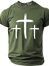 abordables Camisetas de fe-Hombre Cruz Camiseta Manga Corta Camiseta Impresión 3D Cuello Barco Camisa Moda Design Sencillo Casual Diario Fiesta Rojo Verano Primavera Ropa S M L XL XXL XXXL
