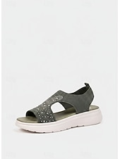 preiswerte Komfortsandalen-Pinkfarbene Damen-Stricksandalen mit Strasssteinen – atmungsaktive Plateau-Sommerschuhe zum Spazierengehen, Reisen und für den Urlaub &amp;Freizeitkleidung