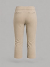billige Vanlige leggings-Dame Capri-bukser Leggings Elegant Ferie Grunnleggende Kalv lengde Høy Midje Helfarge Komfort Elastisk Daglig Svart Hvit Kakifarget Sommer Vår Bodycon topp