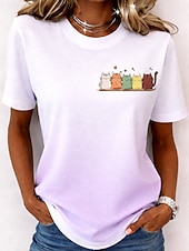 cheap Floral tee-Women's T Shirt Print Floral Graphic Fashion Stylish Classic Short Sleeve Crew Neck Round Neck Regular Tops Casual Daily Weekend Yellow Red Purple Green Summer Spring