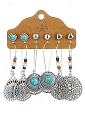 cheap Women's Earring-Women's Bohemian Alloy Turquoise Earrings Set, Multi Style Drop and Stud Earring Collection for Beach Vacation, Daily Casual Wear, Travel and Resort Styling