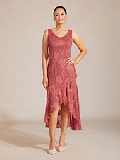  Women's Maxi Dress Chiffon Dress Elegant Floral Sleeveless U Neck Coral Red