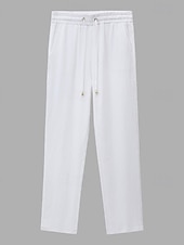 cheap Bottoms-Women's Cotton Linen Pants Summer Pants Pants Trousers Vacation Basic Casual Daily Full Length Natural Plain Drawstring Front Pocket Comfort Breathability Comfortable Inelastic Daily Going out Weekend