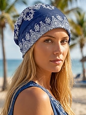 cheap Women's Hats-Women's Bohemian Soft Lightweight Polyester Hat Headscarf Neck Gaiter, Multi-Color Ethnic Print Hair Wrap and Tube Scarf for Beach Vacation Travel and Everyday Casual Wear