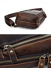 preiswerte Taschen für Herren-Herren-Umhängetasche aus Vollnarbenleder, geräumige Crossbody-Tasche mit mehreren Fächern und verstellbarem Riemen, stilvolle Farben in Kaffee und Braun für den Alltag, Pendeln und Geschäftsreisen