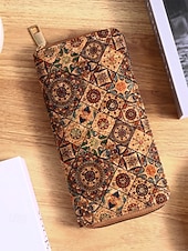 billige Lommebøker-Dame-lommebok i bohemsk kunstskinn med lang lommebok, stor kapasitet og flere kortspor med glidelås rundt clutch i flere mønstre for shopping, daglig bruk og reiser