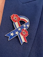 voordelige Accessoires-Damesbrocheset met legering lint en bloemmotief, gouden en zilveren patriottische reversspelden voor de viering van 250 jaar Amerika, Onafhankelijkheidsdag, feestelijke avondkleding en feestelijke