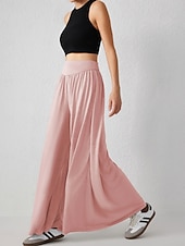 tanie szerokie nogawki i wysoki stan-Damskie Bezczelny Spodnie szerokie nogawki Typu Chino Skort Urlop Moda Moda miejska Pełna długość Wysoka talia Równina Wysokie cięcie Komfort Na zewnątrz Nieelastyczny Codzienny Urlop Ulica karminowy