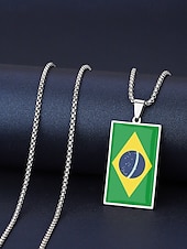 economico Accessori-Collana da uomo con ciondolo a forma di bandiera in acciaio inossidabile, collana con catena a bandiera di diversi paesi per le partite di calcio, per sostenere i tifosi, per fare il tifo allo stadio, per l'abbigliamento sportivo casual e per tutti i gior
