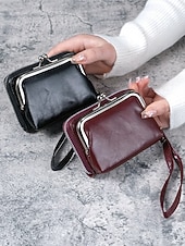 abordables Portefeuilles-Portefeuille-bracelet en similicuir pour femme, grande capacité, avec plusieurs emplacements pour cartes et porte-monnaie, disponible en plusieurs couleurs, idéal pour le shopping, les voyages, le