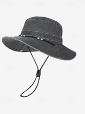 voordelige Herenhoeden-Vintage western cowboy zonnehoed voor heren, veelkleurige polyester outdoorhoed met opvouwbare rand en kinband, ideaal voor vakanties, wandelen, vissen en dagelijks gebruik.