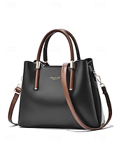 abordables Bolsos de mano y tote-Bolso de mano elegante para mujer, de piel sintética, disponible en varios colores, con correa ajustable para el hombro, ideal para el uso diario, para ir al trabajo, para viajar y para reuniones