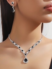 お買い得  ジュエリーセット-イヤリングセット 2 クリスタル 合金 イヤリング ネックレス 女性用 エレガント トレンディー ジュエリーセット 用途 結婚式