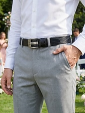 preiswerte Herrengürtel-Vintage-Businessgürtel für Herren aus Lederimitat, verstellbare Länge, verschiedene Farben, klassischer Retro-Stil, perfekt für den Arbeitsweg, Urlaub und Freizeit.