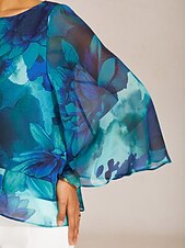 economico camicie, top e camicette-Top a strati in chiffon con fantasia Ocean Bloom