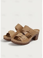 preiswerte Rutschsandalen-Lässige Damen-Sandalen mit Blockabsatz – bequeme Pantoletten für den Alltag, Gartenpartys und Freizeitaktivitäten.