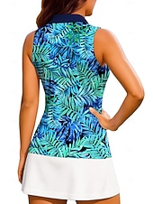 cheap Women's Shirt-Women's Tropical Tops Sport Shirt Golf Polo Shirt Tennis Shirt Sleeveless Zipper Floral UPF50+ UV Resistant High Elasticity Moisture Wicking Breathable Volleyball Tennis Golf Turndown Zip Collar