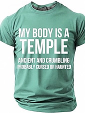 ieftine Tricouri cu umor sarcastic-Corpul meu este un templu antic, blestemat, bântuit, tricou amuzant, sarcastic, cu umor, grafic, guler rotund, mânecă scurtă, cadou de ziua de naștere pentru el, cadou de glumă, haine de designer