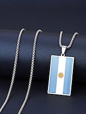 economico Accessori-Collana da uomo con ciondolo a forma di bandiera in acciaio inossidabile, collana con catena a bandiera di diversi paesi per le partite di calcio, per sostenere i tifosi, per fare il tifo allo stadio, per l'abbigliamento sportivo casual e per tutti i gior
