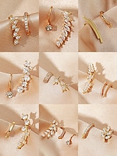 cheap Women's Earring-Women's Boho Alloy Ear Cuff Set, Multi Style Crystal Clip On Earrings for Beach Vacation, Summer Resort and Everyday Casual Wear