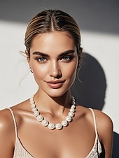 baratos Colares-Gargantilhas Pérola Mulheres Elegante Clássico Colar Para Diário