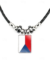preiswerte Zubehör-Herren-Legierung &amp;Acryl-Halskette mit Anhängern in Nationalflaggen-Optik, verschiedene Ländermotive, lässiger Boho-Stil, perfekt für Fußballfans, Spieltage und Outdoor-Aktivitäten. &amp;Alltagskleidung
