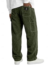 economico pantaloni casual-Per uomo Pantaloni Pantaloni in velluto a coste Pantaloni invernali Pantaloni casual Pantaloni Larghi Coulisse Multi-tasche Tinta unica Comodità Lunghezza intera Casuale Quotidiano All'aperto Moda