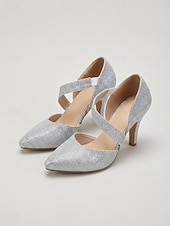 abordables Madre de la Novia/Novio-Zapatos de tacón Mary Jane negros con purpurina para mujer: elegantes zapatos de vestir de punta para la madre de la novia, boda en la ciudad. &amp;eventos formales