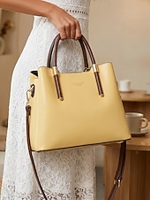 abordables Bolsos de mano y tote-Bolso de mano elegante para mujer, de piel sintética, disponible en varios colores, con correa ajustable para el hombro, ideal para el uso diario, para ir al trabajo, para viajar y para reuniones