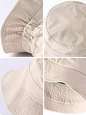 abordables Sombreros de mujer-Sombrero de pescador informal de algodón para mujer, sombrero de sol elástico ajustable en varios colores para vacaciones en la playa, uso diario informal, viajes y estilo veraniego al aire libre.