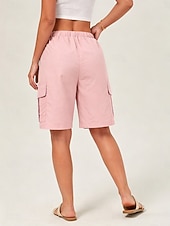 ieftine Bermude-Pentru femei Bermude Pantaloni Scurți Cargo chinez Pantaloni Scurți Vacanță Șic Stradă De Bază Scurt Talie medie Simplu Cordon Buzunar Comfortabil Respirabil Inelastic Zilnic În aer liber Vacanță Gri
