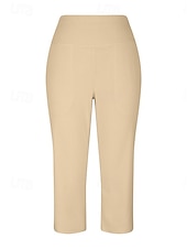 cheap Straight-Leg Pants-Women's Wide Leg Chinos Vacation Classic Style Basic Capris High Waist Plain Pocket Comfy Comfort Soft Stretchy Casual Gym Yoga Apricot Black White Army Green Spring Regular Fit