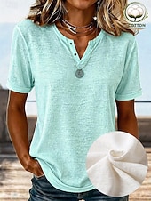  Per donna Camicia Blusa con texture Top estivi Semplice Elegante Classico Manica Corta Scollo a V Top lunghi Casuale Beige chiaro Verde chiaro Viola chiaro Estate Primavera