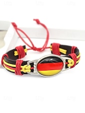 abordables Accesorios-Pulsera de hombre de piel sintética y acrílico con la bandera nacional, pulsera multinacional para aficionados al fútbol, para el día del partido, para animar en el estadio, para ropa deportiva informal y para el día a día.