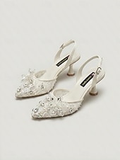 tanie Kobiety-Damskie zielone, zdobione czółenka na obcasie typu slingback - spiczaste noski z kryształkami i kwiatowym wzorem na koktajlowe przyjęcia i wieczorne imprezy &amp;wieczór oświadczeń