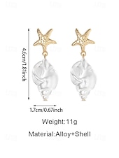 お買い得  レディースイヤリング-女性用ボヘミアンスタイルの合金製シェルイヤリング、コンクシェルペンダント、ビーチでの休暇や普段使いに最適、軽量でトレンディな女性用ジュエリー