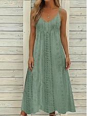  Női Midi ruha Fehér ruha hétköznapi ruha nyári ruha Eyelet ruha Divat Modern Napi Tengerpart Szabadság Normál Virágos Ujjatlan V-alakú Fekete Fehér Arcpír rózsaszín Bíbor Nyár Tavasz