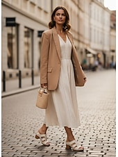 Χαμηλού Κόστους Σανδάλια Slide-Γυναικεία μεταλλικά σανδάλια – με χρυσό ανάγλυφο σχέδιο, κυβικό τακούνι, εύκολο slip-on, ιδανικά για αποδράσεις στην εξοχή και υπαίθριες συγκεντρώσεις