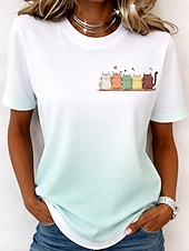 cheap Floral tee-Women's T Shirt Print Floral Graphic Fashion Stylish Classic Short Sleeve Crew Neck Round Neck Regular Tops Casual Daily Weekend Yellow Red Purple Green Summer Spring