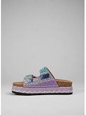 abordables Sandales à glissière-Sandales à plateforme perlées pour femmes – sandales à enfiler de style bohème pour la plage, les festivals et les sorties décontractées