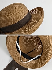 preiswerte Hüte für Damen-Damen-Sonnenhut im Boho-Stil, faltbarer Strohhut mit breiter Krempe und Schleife in verschiedenen Farben für Strandurlaub, Freizeit, Reisen und Sommerurlaub im Resort.