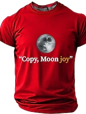 preiswerte Magliette divertenti da uomo-Men's "Copy, Moon joy" Full Moon Graphic T Shirt Short Sleeve Crew Neck Astronomy Space Lover Sarcastic Humor Quote Teal Blue Relaxed Fit Birthday Gift Designer Clothing Apparel