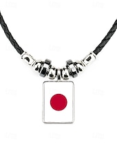 preiswerte Zubehör-Herren-Legierung &amp;Acryl-Halskette mit Anhängern in Nationalflaggen-Optik, verschiedene Ländermotive, lässiger Boho-Stil, perfekt für Fußballfans, Spieltage und Outdoor-Aktivitäten. &amp;Alltagskleidung